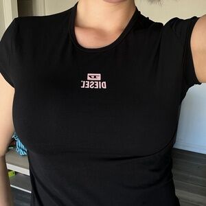 Black Diesel pink logo t-shirt